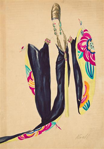 NORMAN NORELL (1900-1972) Proposed costume for Gloria Swanson in Zaza-1922.